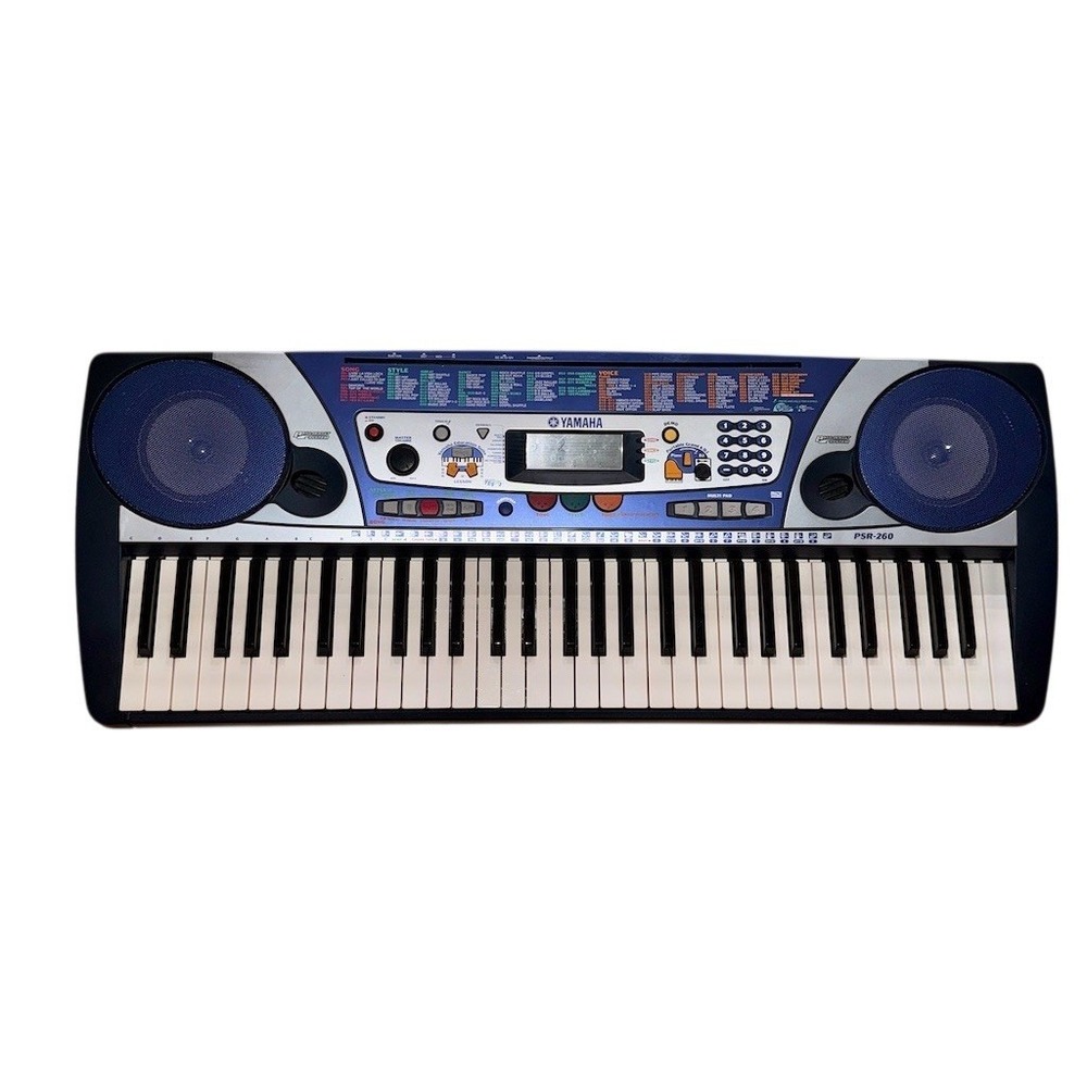 Yamaha PSR-260 Portatone 61-Key Portable Keyboard Blue MIDI Speakers LCD display